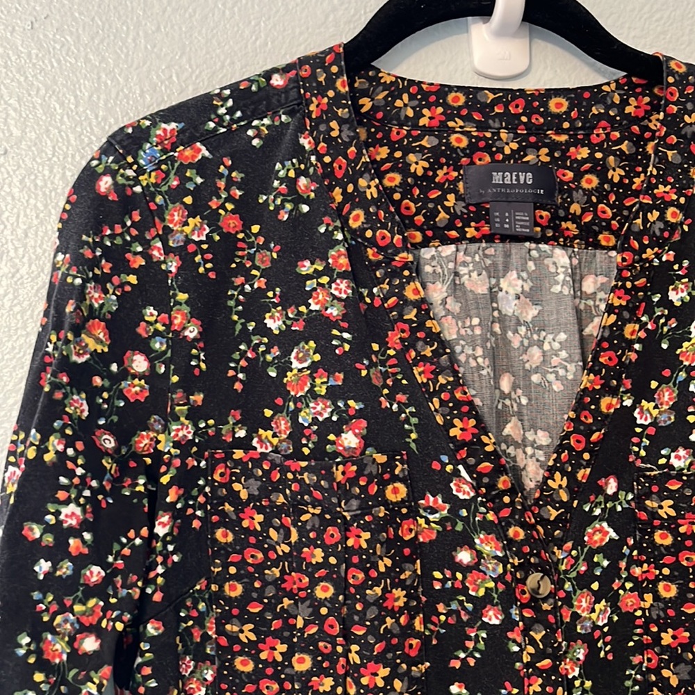 MAEVE Marlie Micro Floral Button-Up Tunic Dress